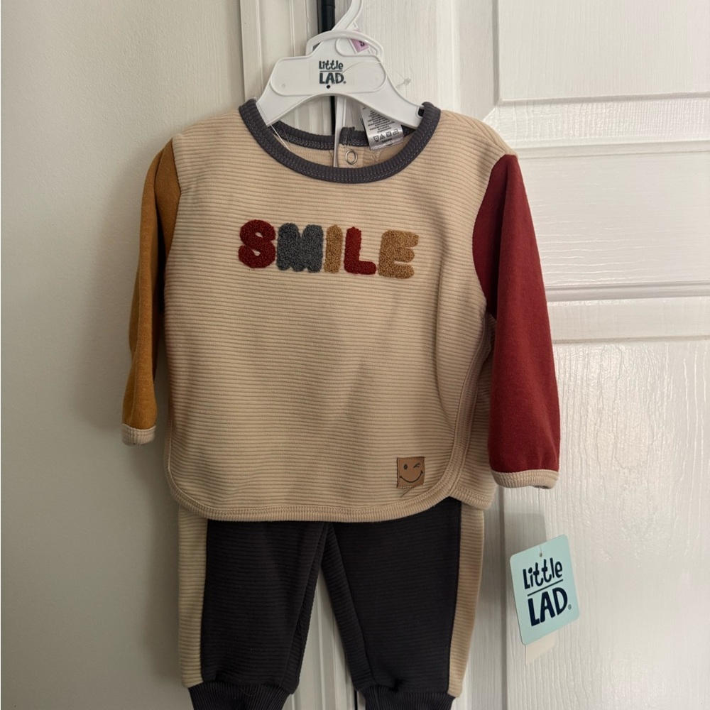 Little Lad Smile Long Sleeve Top - Multicolor 6/9 M